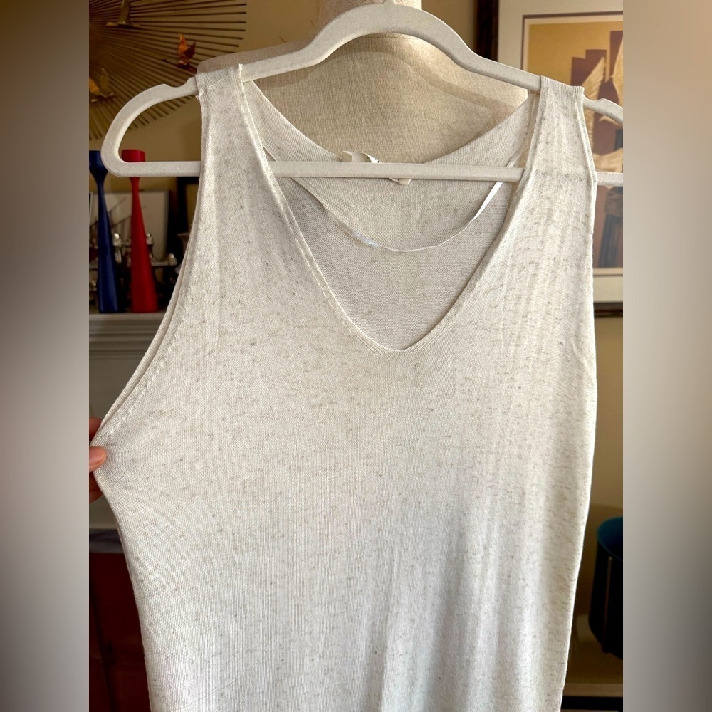 Batik linen flax blend top in Ecru size L